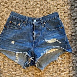 Levi's Blue Jean Shorts Classic Distressed Design